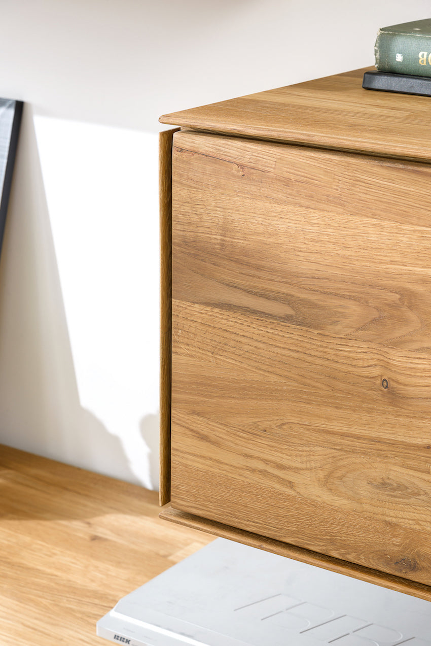 NordicStory Armario flotante de madera maciza de roble armario de pared